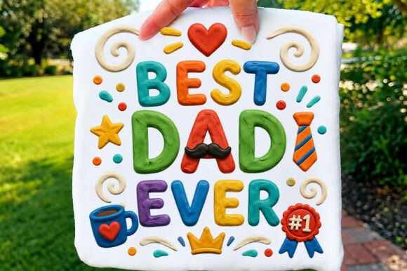 Best Dad Ever Clay Typography Shirt Png