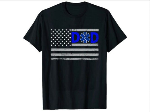EMT Dad Flag Paramedic T-Shirt Graphics