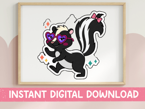 Glamorous Skunk with Heart Sunglasses Graphics