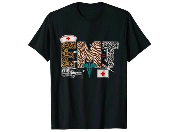 Leopard Print EMT Paramedic T-Shirt Graphics