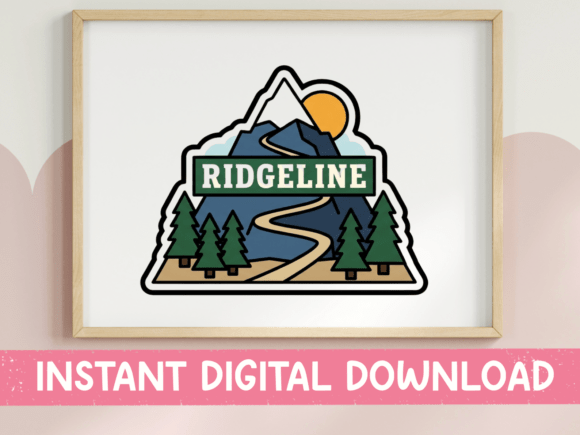 Ridgeline Mountain Trail Adventure Badge: Graphics for T-Shirt Designs