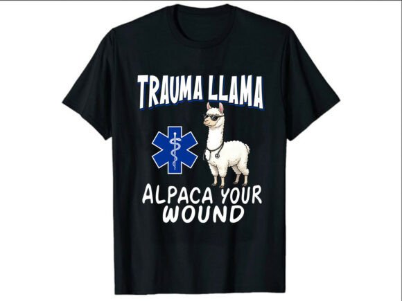 Trauma Llama Alpaca Paramedic T-Shirt Graphics